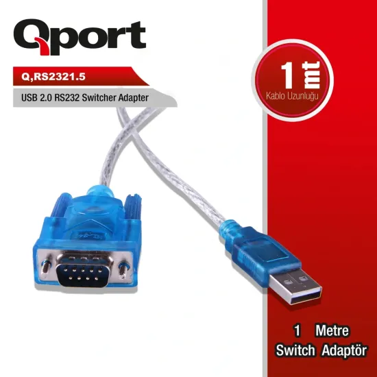 QPORT 1.5M USB2.0 TO RS232 & PARELEL ÇEVİRİCİ KABLO (Q-RS2321.5)
